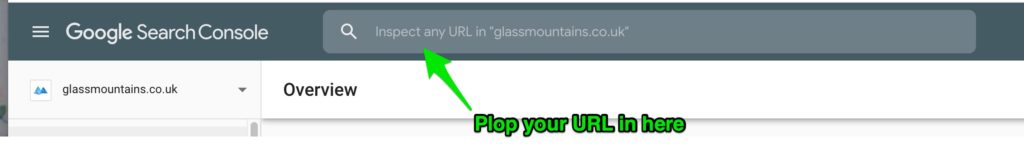 Fig 1 - Inspect URL field in Google Search Console
